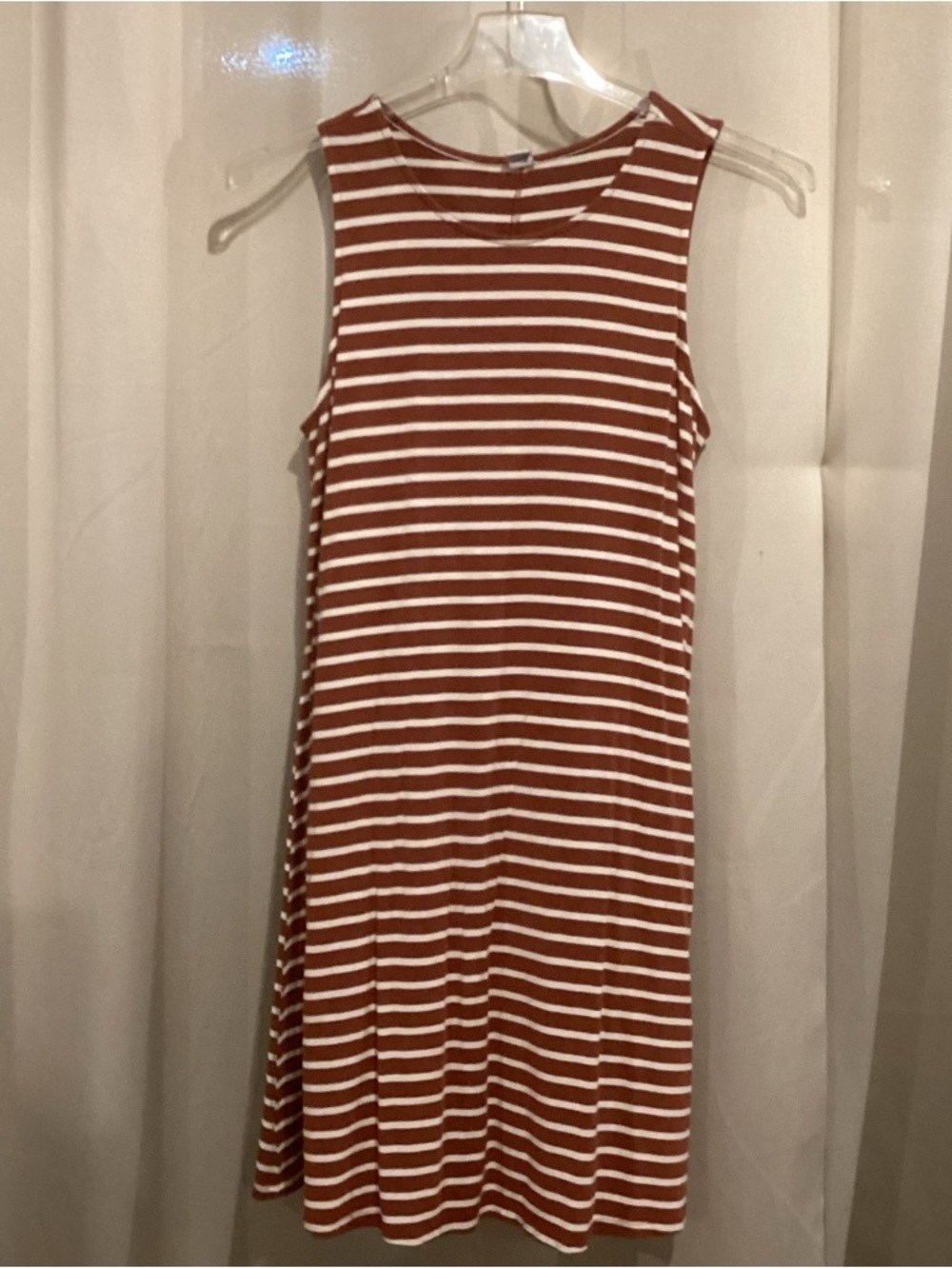 Old Navy Rust and White Striped Sleeveless Knit Dress